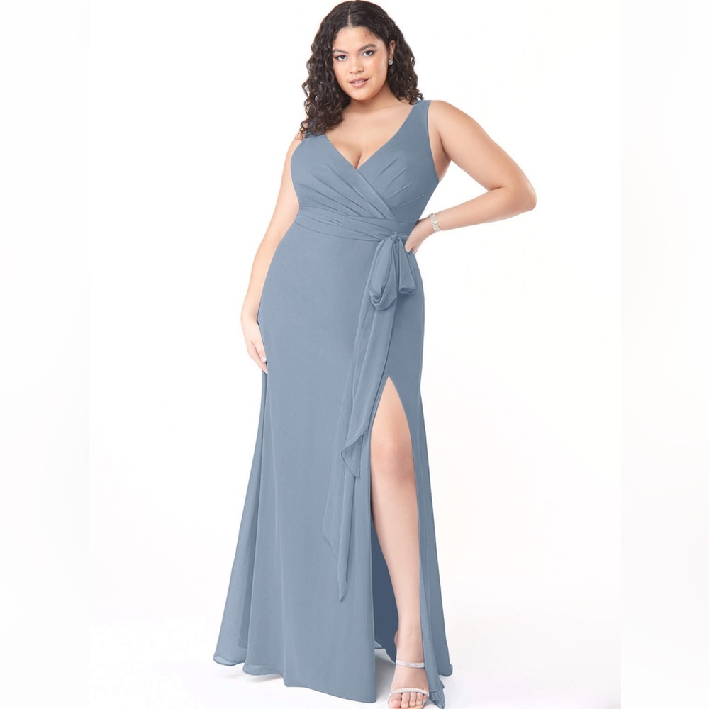 Azazie dusty blue dress